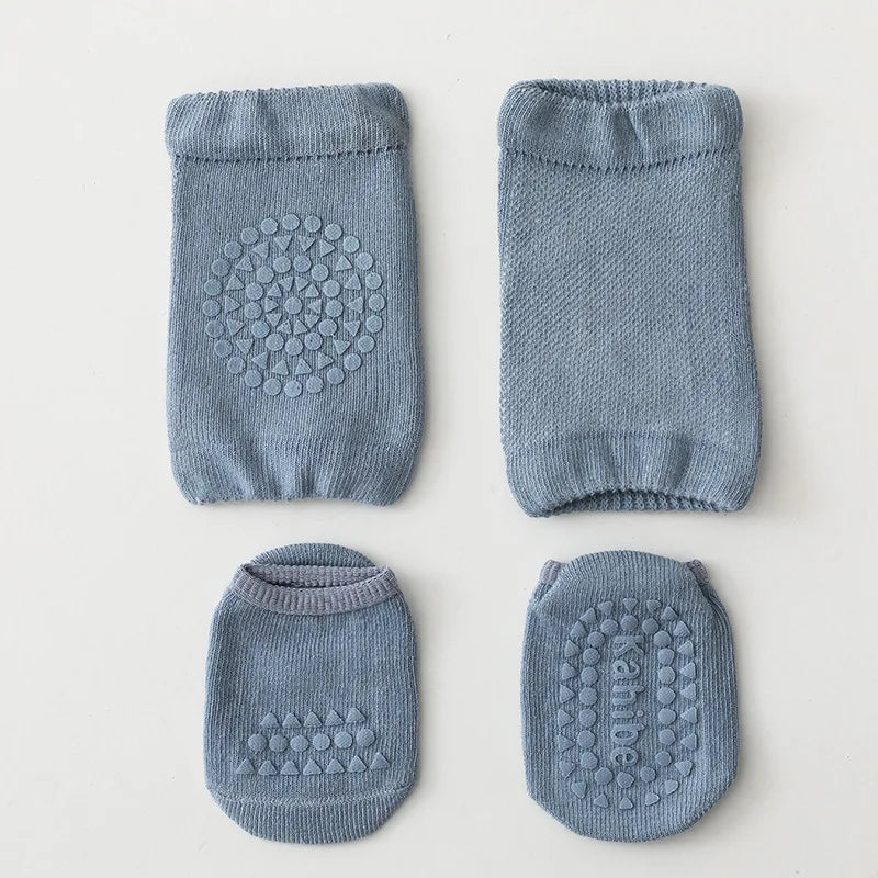 Baby Knee Protection Socks Solid Color Non Slip Socks Children's Crawling Socks Floor Socks Boys and Girls' Knee Protection Set Leedoar