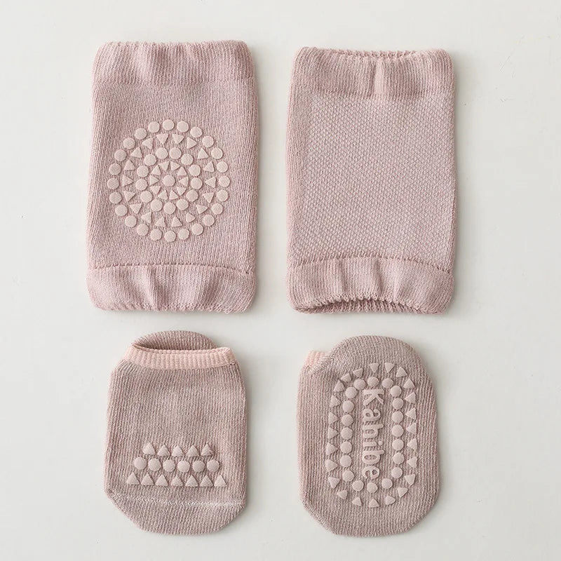 Baby Knee Protection Socks Solid Color Non Slip Socks Children's Crawling Socks Floor Socks Boys and Girls' Knee Protection Set Leedoar