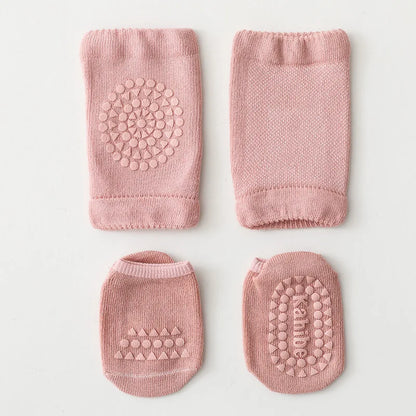 Baby Knee Protection Socks Solid Color Non Slip Socks Children's Crawling Socks Floor Socks Boys and Girls' Knee Protection Set Leedoar