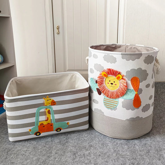 Baby Laundry Basket Cute Dinosaur Foldable Toy Storage Bucket Picnic Dirty Clothes Basket Box Organizer Cartoon Animal Leedoar