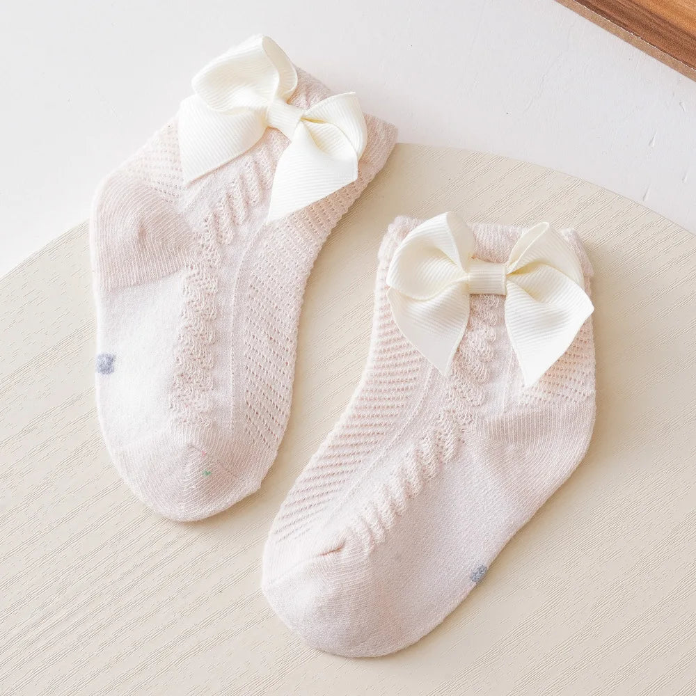 Baby Mesh Socks Bowknot Soft Cotton Newborn Sock Princess Infant Toddler Girls Cute Breathable Socks Leedoar