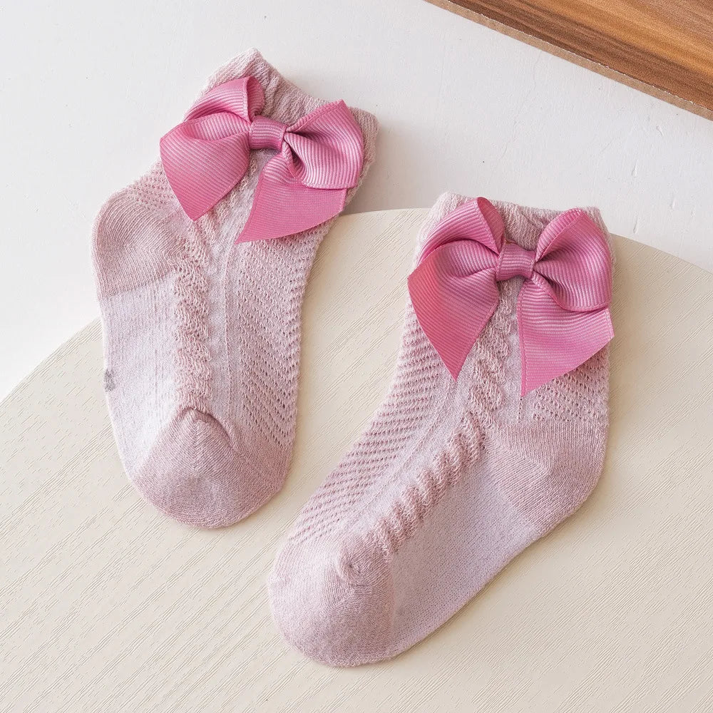 Baby Mesh Socks Bowknot Soft Cotton Newborn Sock Princess Infant Toddler Girls Cute Breathable Socks Leedoar