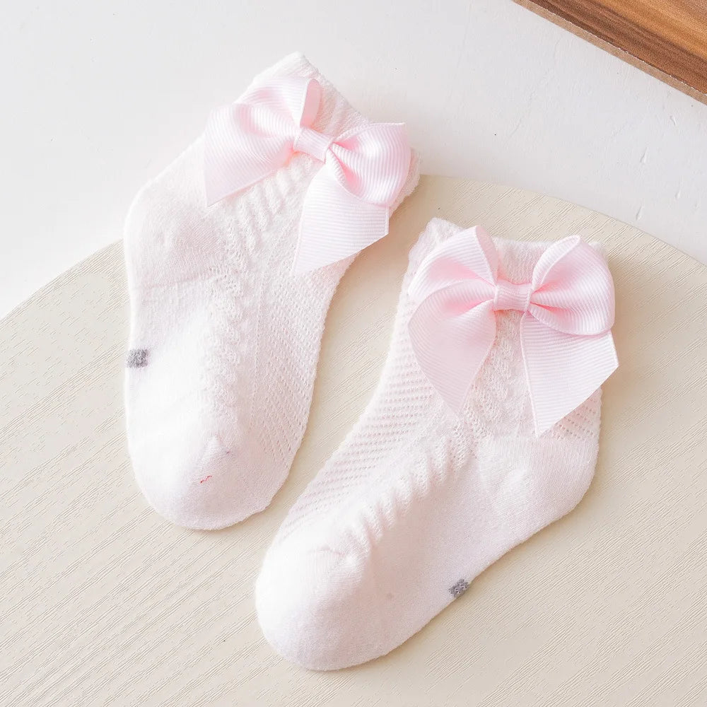 Baby Mesh Socks Bowknot Soft Cotton Newborn Sock Princess Infant Toddler Girls Cute Breathable Socks Leedoar