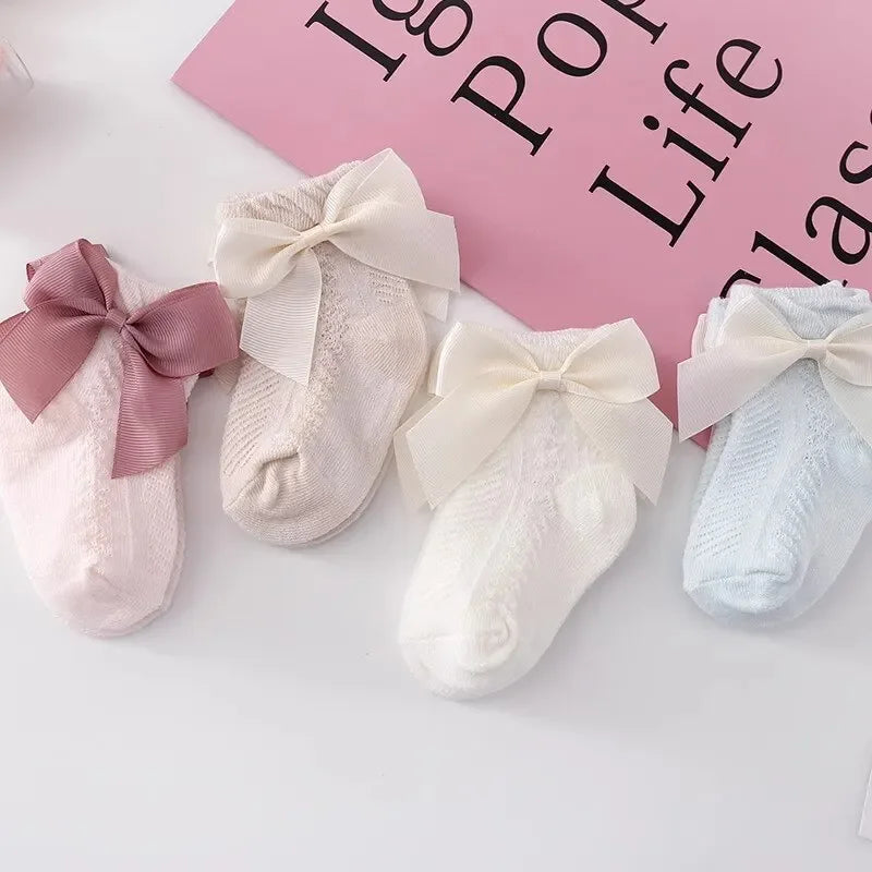 Baby Mesh Socks Bowknot Soft Cotton Newborn Sock Princess Infant Toddler Girls Cute Breathable Socks Leedoar