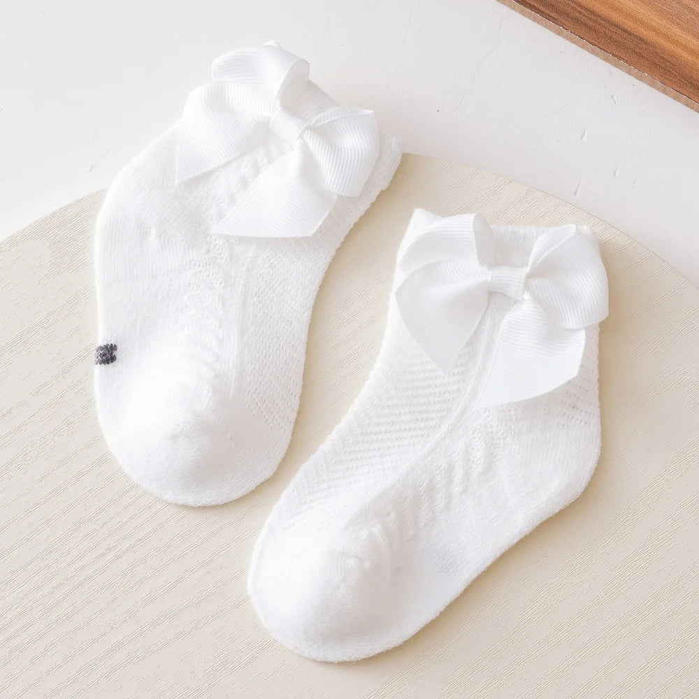 Baby Mesh Socks Bowknot Soft Cotton Newborn Sock Princess Infant Toddler Girls Cute Breathable Socks Leedoar