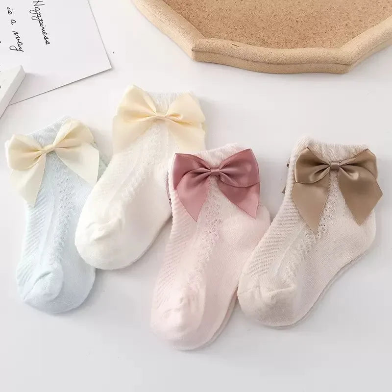 Baby Mesh Socks Bowknot Soft Cotton Newborn Sock Princess Infant Toddler Girls Cute Breathable Socks Leedoar