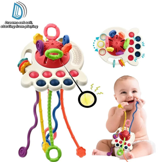 Baby Montessori Sensory Development Educational Toys Pull String Finger Grasp Training Early Learning Toy Teething BPA Free 1-6Y Leedoar