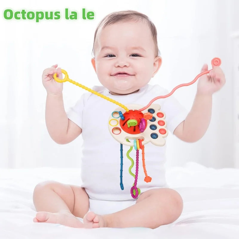 Baby Montessori Sensory Development Educational Toys Pull String Finger Grasp Training Early Learning Toy Teething BPA Free 1-6Y Leedoar