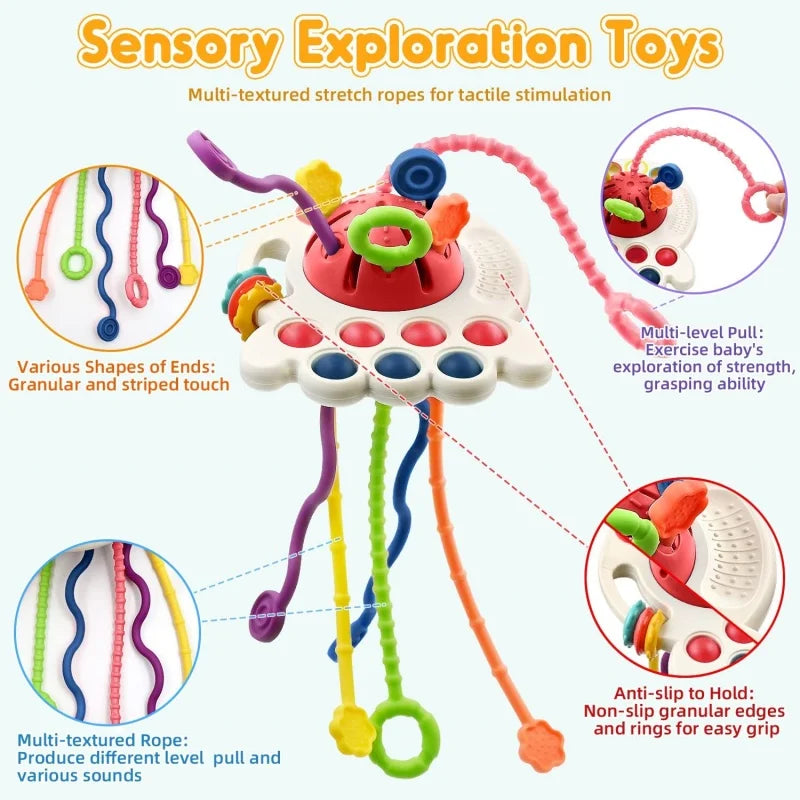 Baby Montessori Sensory Development Educational Toys Pull String Finger Grasp Training Early Learning Toy Teething BPA Free 1-6Y Leedoar