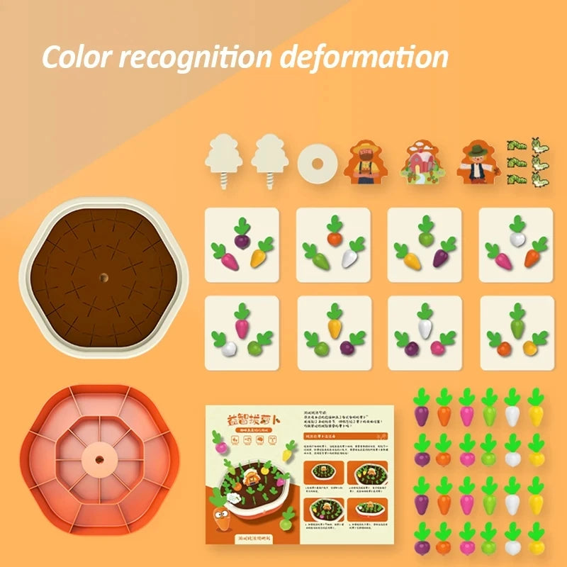 Baby Montessori Toys For Toddler Toys Educational Colorful Shape Toy Pull Carrot Set Counting Discouvery Toys For Kids Learning Leedoar
