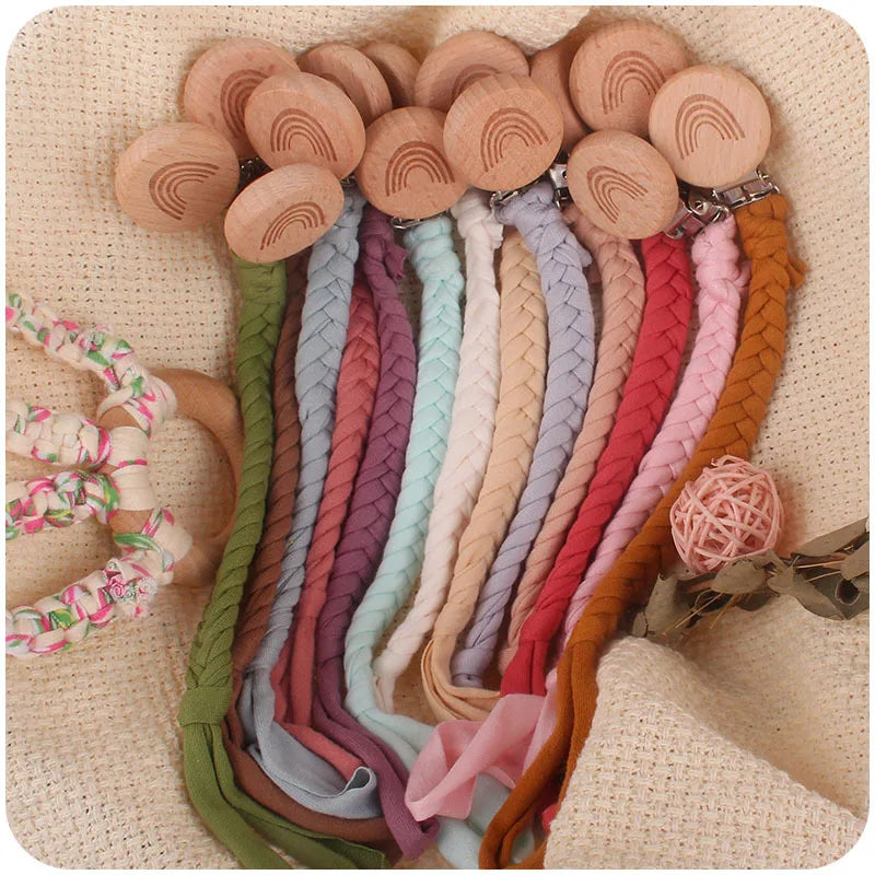 Baby Pacifier Clip Chian Holder Beech Wooden Clips Teether Toy for Chew Rattles Mobiles Newborn Nursing Accssories Leedoar