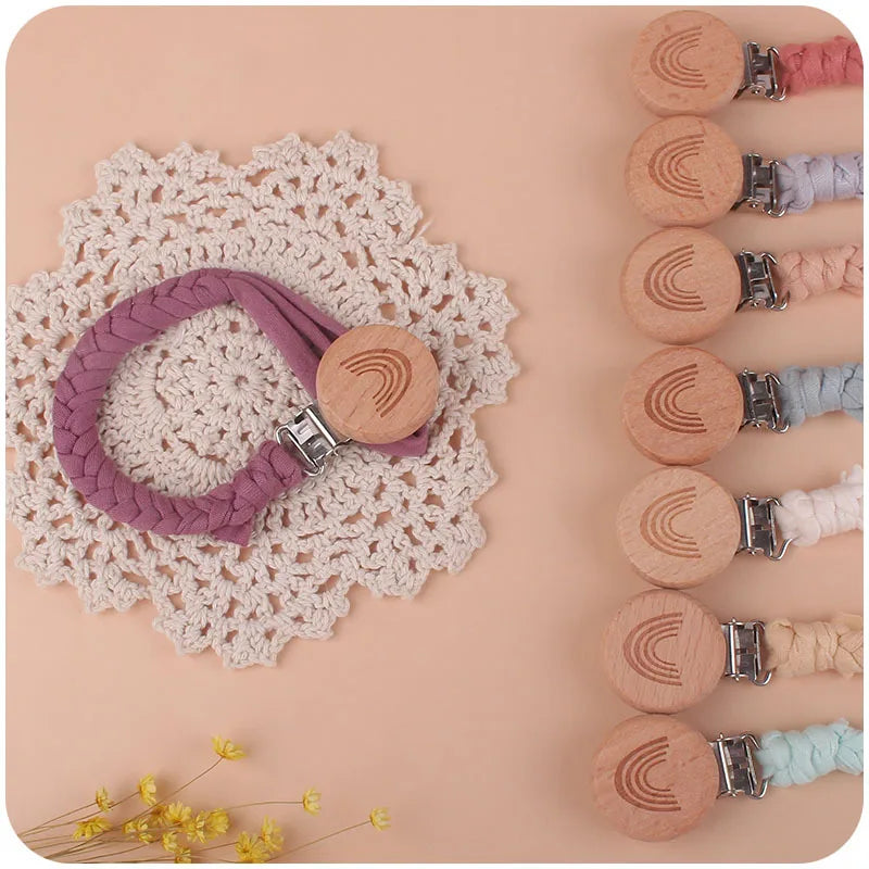 Baby Pacifier Clip Chian Holder Beech Wooden Clips Teether Toy for Chew Rattles Mobiles Newborn Nursing Accssories Leedoar