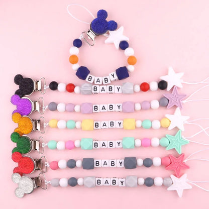 Baby Pacifier Clips Holder Chains Silicone Pacifier Chain Clips Baby Teething Chain Gift Leedoar