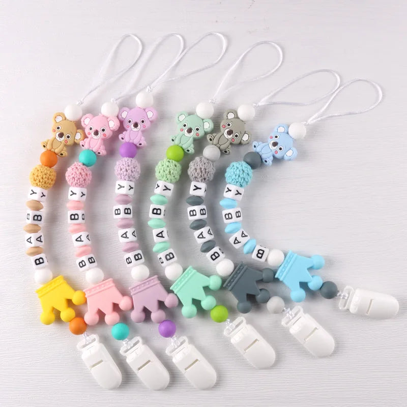 Baby Pacifier Clips Koala Pacifier Chain Holder for Baby Teething Soother Chew Toy Dummy Clips Leedoar