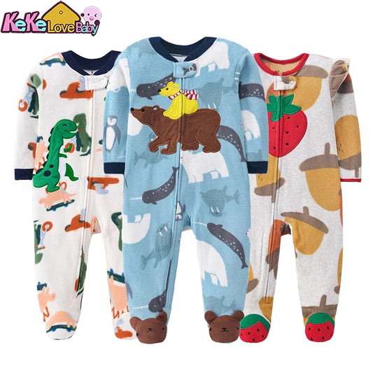 Baby Rompers Spring Autumn Clothes Zipper Fleece Boy Girl Pajamas Newborn Outfit Animal Jumpsuit Infants Clothing 0 -12 Months Leedoar