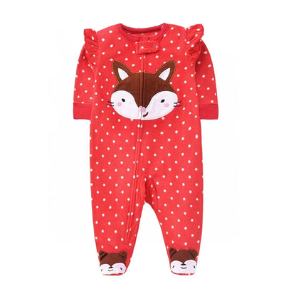 Baby Rompers Spring Autumn Clothes Zipper Fleece Boy Girl Pajamas Newborn Outfit Animal Jumpsuit Infants Clothing 0 -12 Months Leedoar