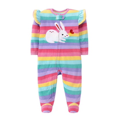 Baby Rompers Spring Autumn Clothes Zipper Fleece Boy Girl Pajamas Newborn Outfit Animal Jumpsuit Infants Clothing 0 -12 Months Leedoar