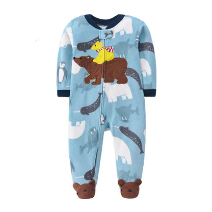 Baby Rompers Spring Autumn Clothes Zipper Fleece Boy Girl Pajamas Newborn Outfit Animal Jumpsuit Infants Clothing 0 -12 Months Leedoar