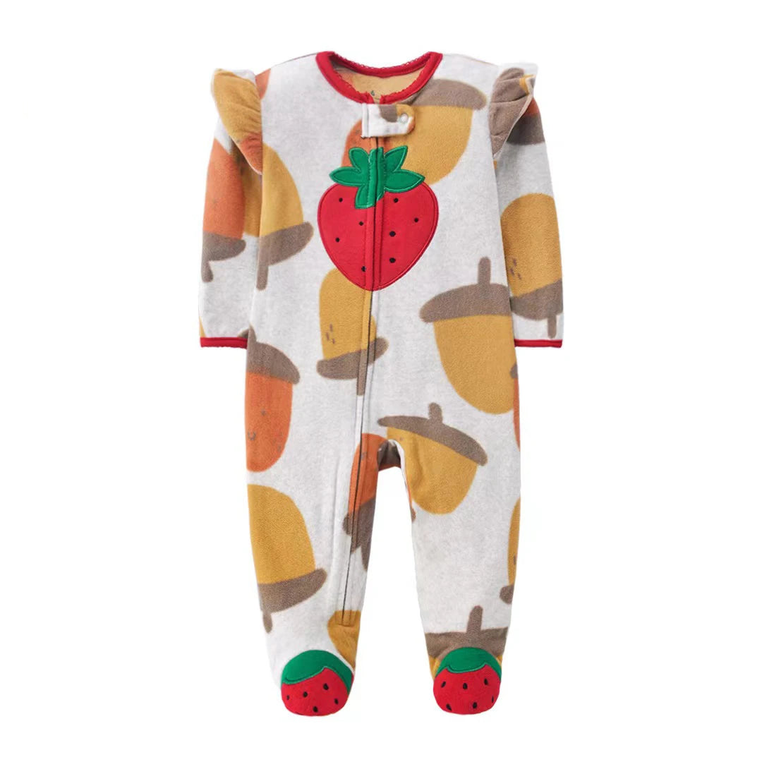 Baby Rompers Spring Autumn Clothes Zipper Fleece Boy Girl Pajamas Newborn Outfit Animal Jumpsuit Infants Clothing 0 -12 Months Leedoar