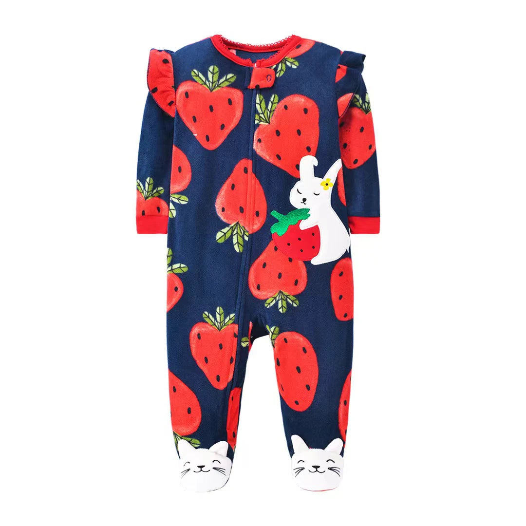 Baby Rompers Spring Autumn Clothes Zipper Fleece Boy Girl Pajamas Newborn Outfit Animal Jumpsuit Infants Clothing 0 -12 Months Leedoar