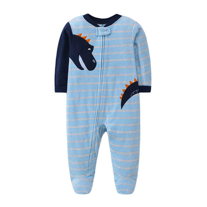 Baby Rompers Spring Autumn Clothes Zipper Fleece Boy Girl Pajamas Newborn Outfit Animal Jumpsuit Infants Clothing 0 -12 Months Leedoar