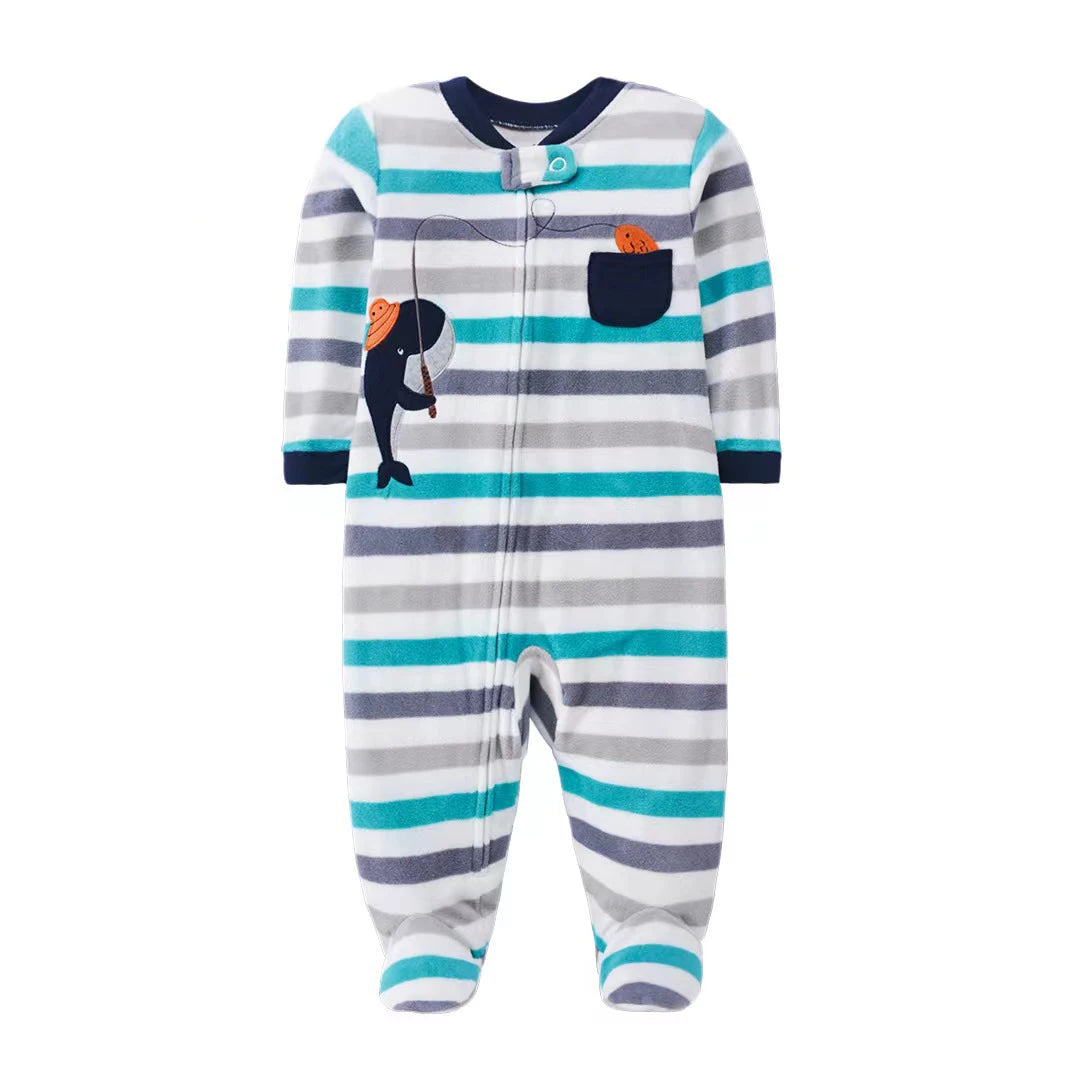 Baby Rompers Spring Autumn Clothes Zipper Fleece Boy Girl Pajamas Newborn Outfit Animal Jumpsuit Infants Clothing 0 -12 Months Leedoar