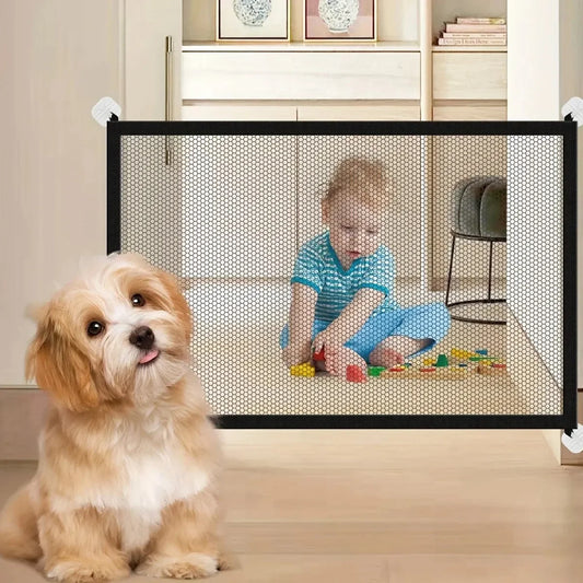 Baby Safety Gate Pet Barrier Fence Portable Mesh Stairs Entrance Indoor Gate Dogs Separation Guard Isolated Baby Hooks Playpen Leedoar