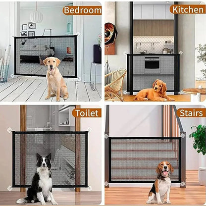 Baby Safety Gate Pet Barrier Fence Portable Mesh Stairs Entrance Indoor Gate Dogs Separation Guard Isolated Baby Hooks Playpen Leedoar