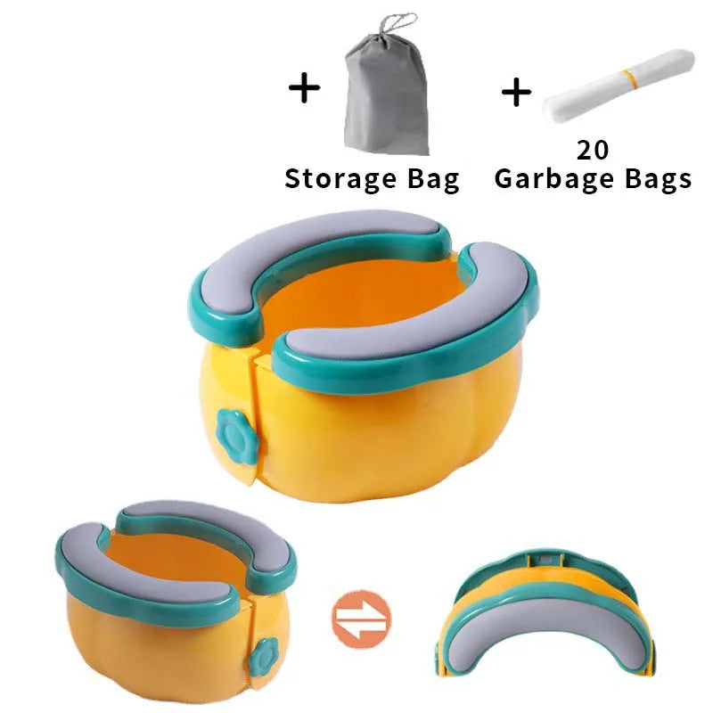 Baby Toilet Portable Travel Baby Potty Foldable Kids Potty Training Seat Easy to Clean With Storage Bag and 20 Garbage Bags Leedoar