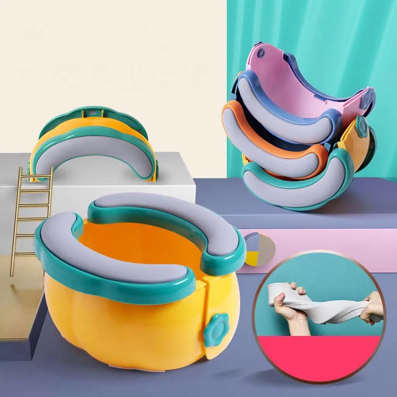 Baby Toilet Portable Travel Baby Potty Foldable Kids Potty Training Seat Easy to Clean With Storage Bag and 20 Garbage Bags Leedoar