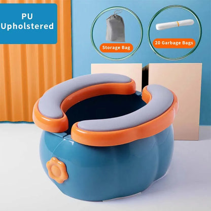 Baby Toilet Portable Travel Baby Potty Foldable Kids Potty Training Seat Easy to Clean With Storage Bag and 20 Garbage Bags Leedoar