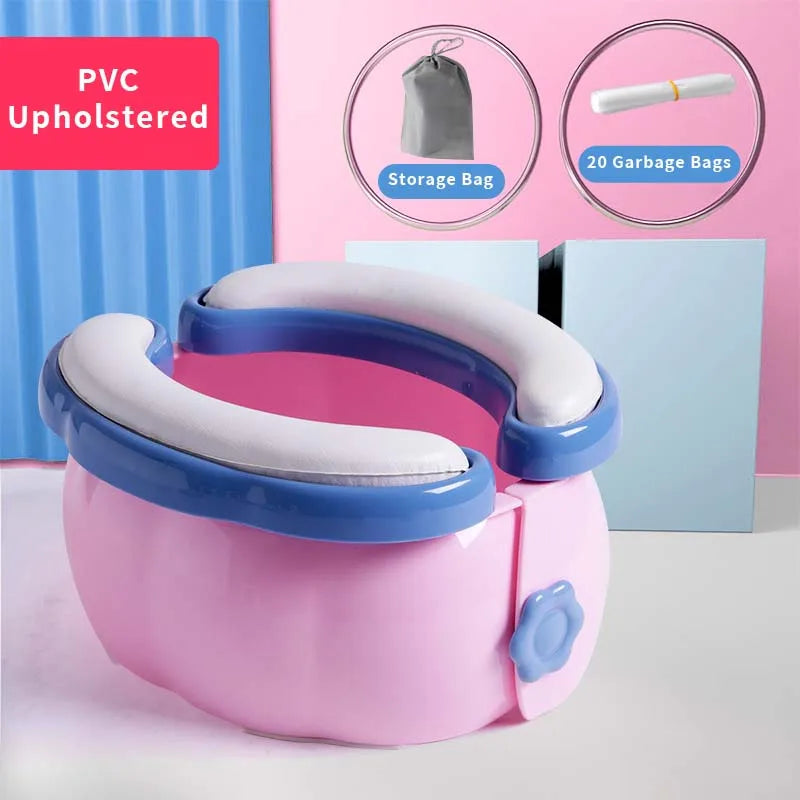 Baby Toilet Portable Travel Baby Potty Foldable Kids Potty Training Seat Easy to Clean With Storage Bag and 20 Garbage Bags Leedoar