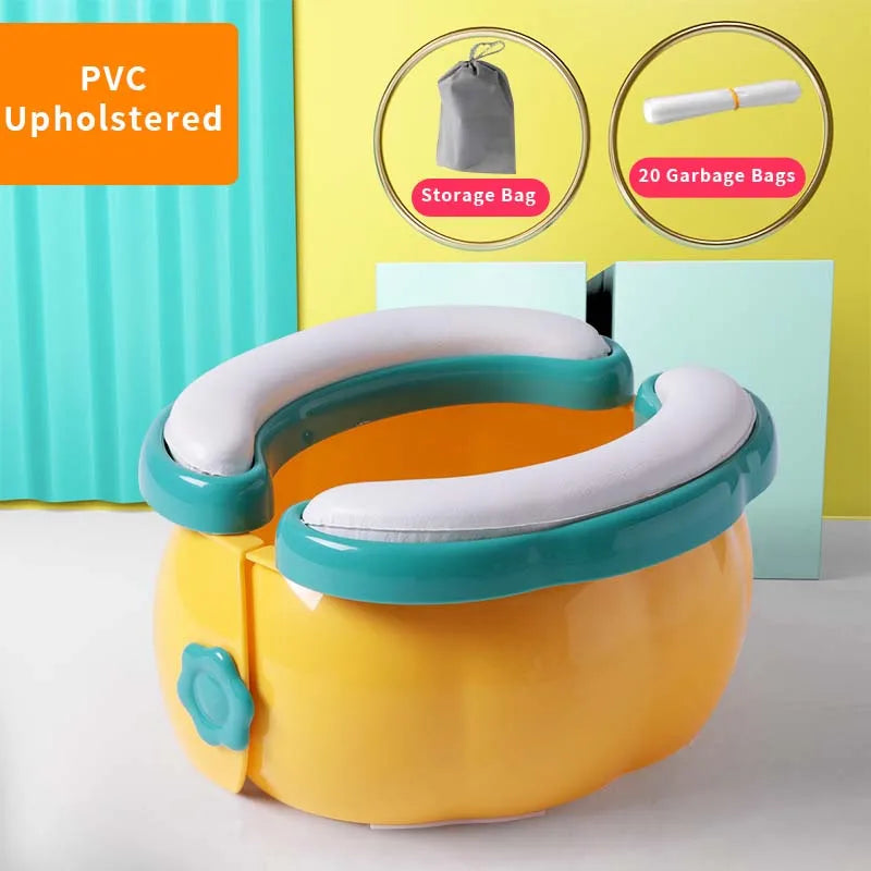 Baby Toilet Portable Travel Baby Potty Foldable Kids Potty Training Seat Easy to Clean With Storage Bag and 20 Garbage Bags Leedoar