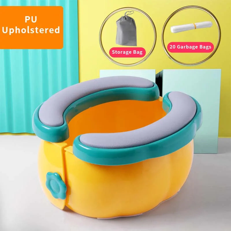 Baby Toilet Portable Travel Baby Potty Foldable Kids Potty Training Seat Easy to Clean With Storage Bag and 20 Garbage Bags Leedoar