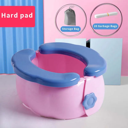 Baby Toilet Portable Travel Baby Potty Foldable Kids Potty Training Seat Easy to Clean With Storage Bag and 20 Garbage Bags Leedoar