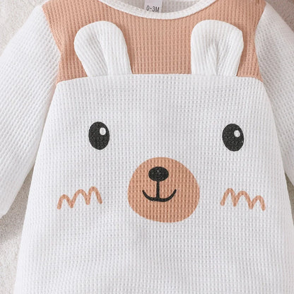 Baby Unisex Boy Girl Newborn Onesies Romper 0-18 Months Toddler Clothing Infant Long Sleeve Cartoon Cute Bear Ears Hat Jumpsuit Leedoar