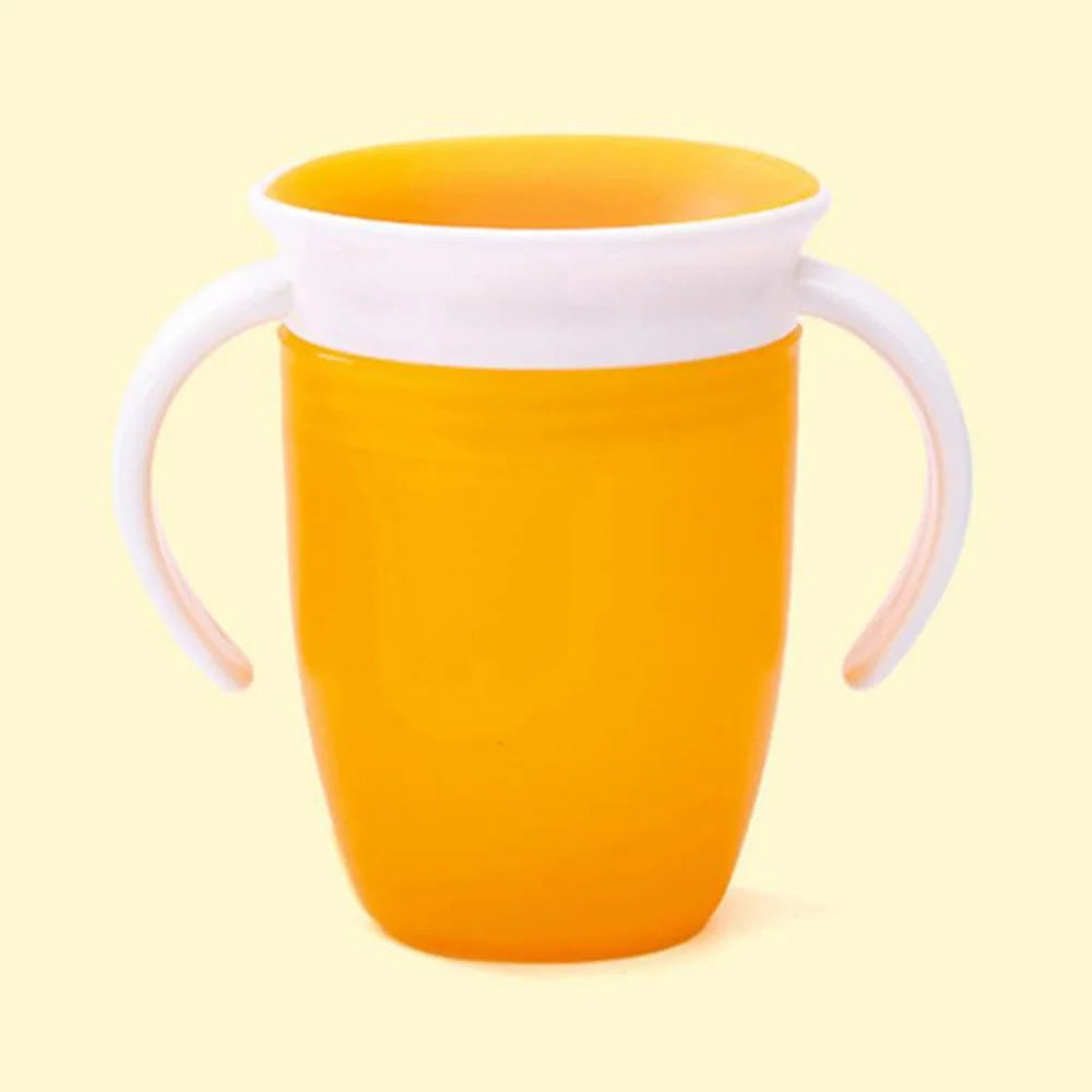 Baby Water Cups 360 Degrees Rotated Baby Learning Drinking Cup with Double Handle Flip Lid Leakproof Infants Water Cups Bottle Leedoar