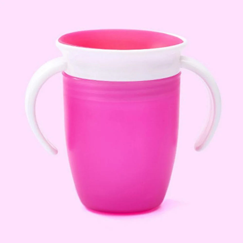 Baby Water Cups 360 Degrees Rotated Baby Learning Drinking Cup with Double Handle Flip Lid Leakproof Infants Water Cups Bottle Leedoar