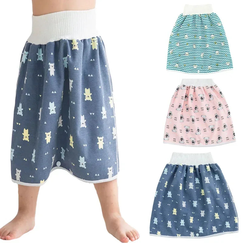 Baby Waterproof Diaper Pants Skirt for Potty Training Baby Comfy Diaper Short for Boys and Girls Sleeping Bedclothes Leedoar