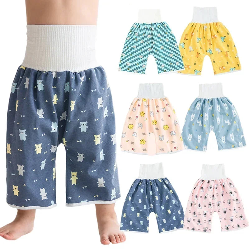 Baby Waterproof Diaper Pants Skirt for Potty Training Baby Comfy Diaper Short for Boys and Girls Sleeping Bedclothes Leedoar