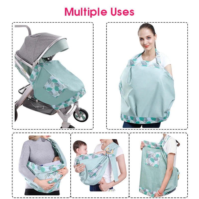 Baby Wrap Newborn Sling Dual Use Infant Nursing Cover Carrier Mesh Fabric Breastfeeding Carriers Up To 130 Lbs (0-36M) Leedoar