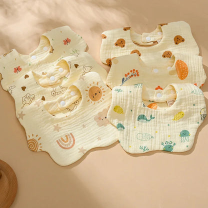 Baby Gauze Bib Cotton Saliva Towel Baby Anti-vomiting Grass Wood Dyed 360-degree Newborn Bib Leedoar