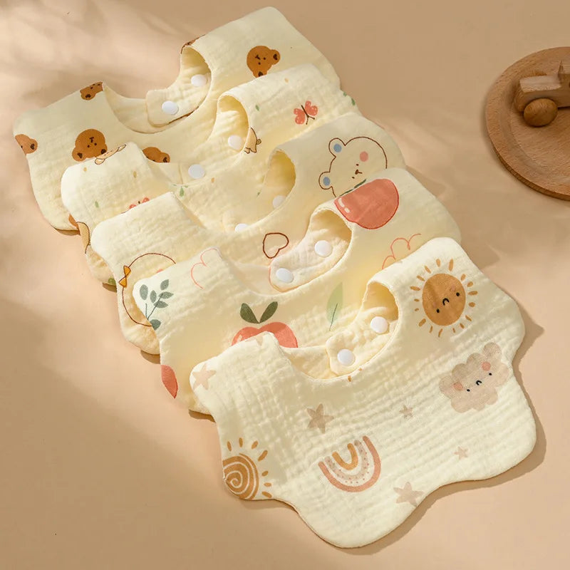 Baby Gauze Bib Cotton Saliva Towel Baby Anti-vomiting Grass Wood Dyed 360-degree Newborn Bib Leedoar