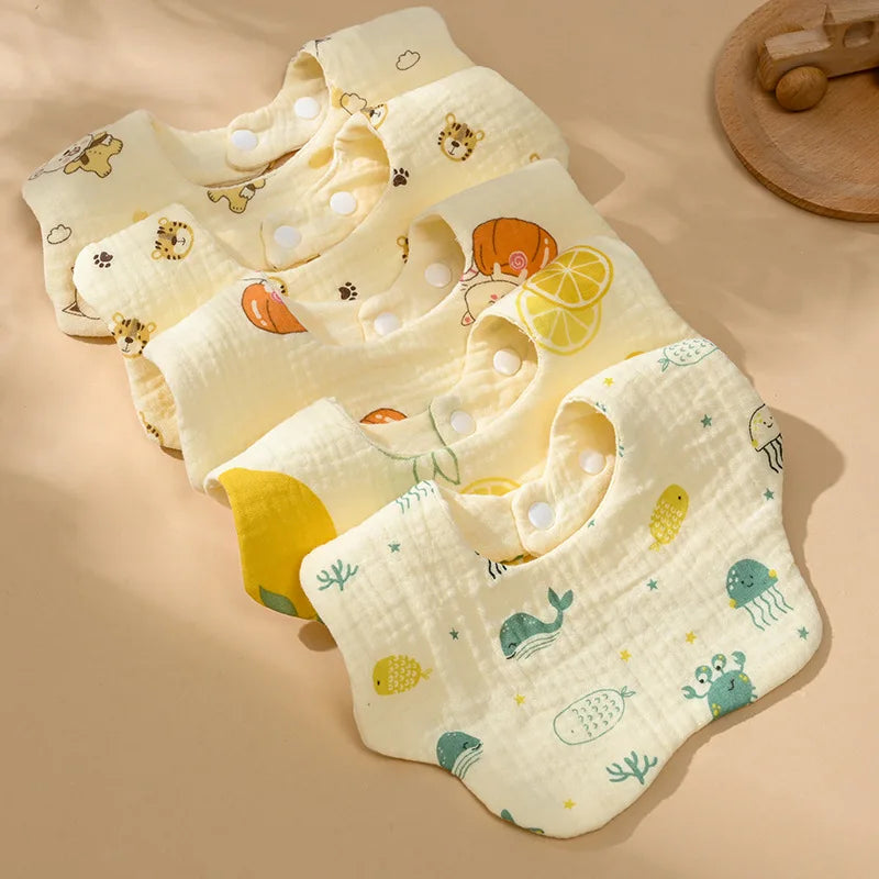 Baby Gauze Bib Cotton Saliva Towel Baby Anti-vomiting Grass Wood Dyed 360-degree Newborn Bib Leedoar