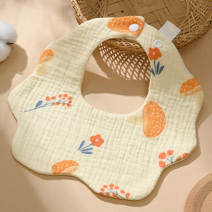 Baby Gauze Bib Cotton Saliva Towel Baby Anti-vomiting Grass Wood Dyed 360-degree Newborn Bib Leedoar