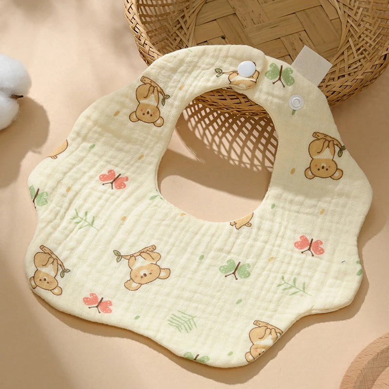 Baby Gauze Bib Cotton Saliva Towel Baby Anti-vomiting Grass Wood Dyed 360-degree Newborn Bib Leedoar