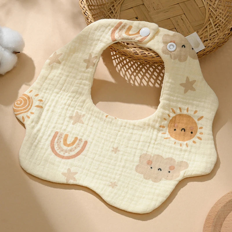 Baby Gauze Bib Cotton Saliva Towel Baby Anti-vomiting Grass Wood Dyed 360-degree Newborn Bib Leedoar