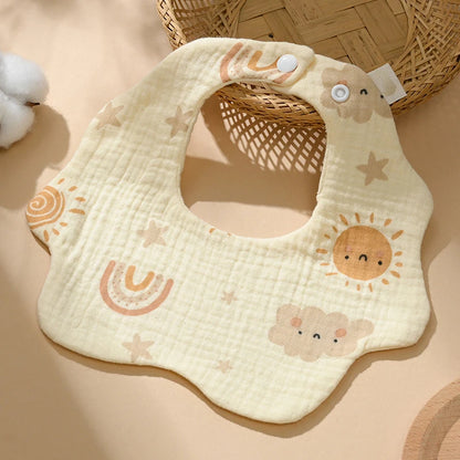 Baby Gauze Bib Cotton Saliva Towel Baby Anti-vomiting Grass Wood Dyed 360-degree Newborn Bib Leedoar