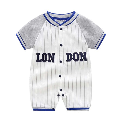 Baby short sleeved jumpsuit, summer slim pajamas, 0-1 year old baby summer baseball suit, jumpsuit, climbing suit Leedoar