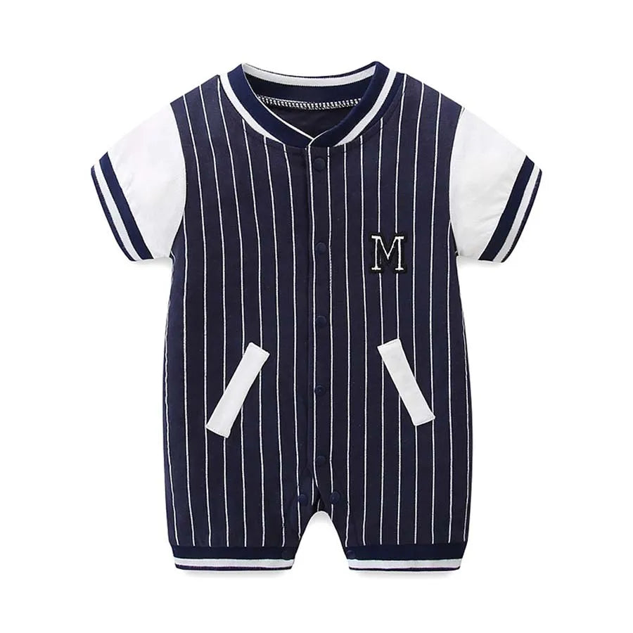 Baby short sleeved jumpsuit, summer slim pajamas, 0-1 year old baby summer baseball suit, jumpsuit, climbing suit Leedoar